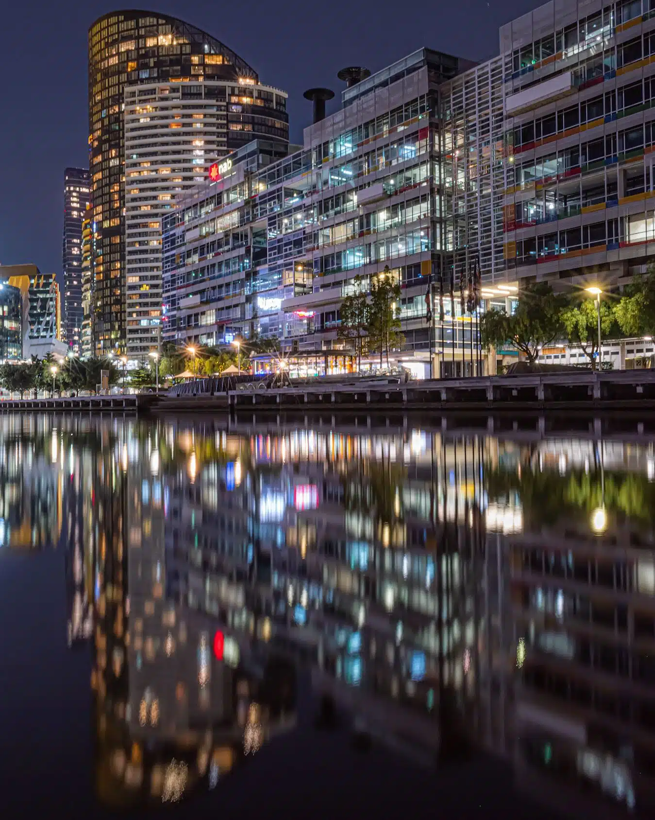 Melbourne waterfront at night